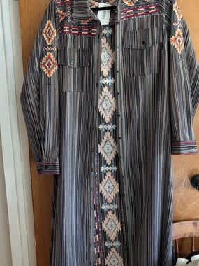 Savanna Jane Striped Utility Jacket with Multicolor Embroidered Accents